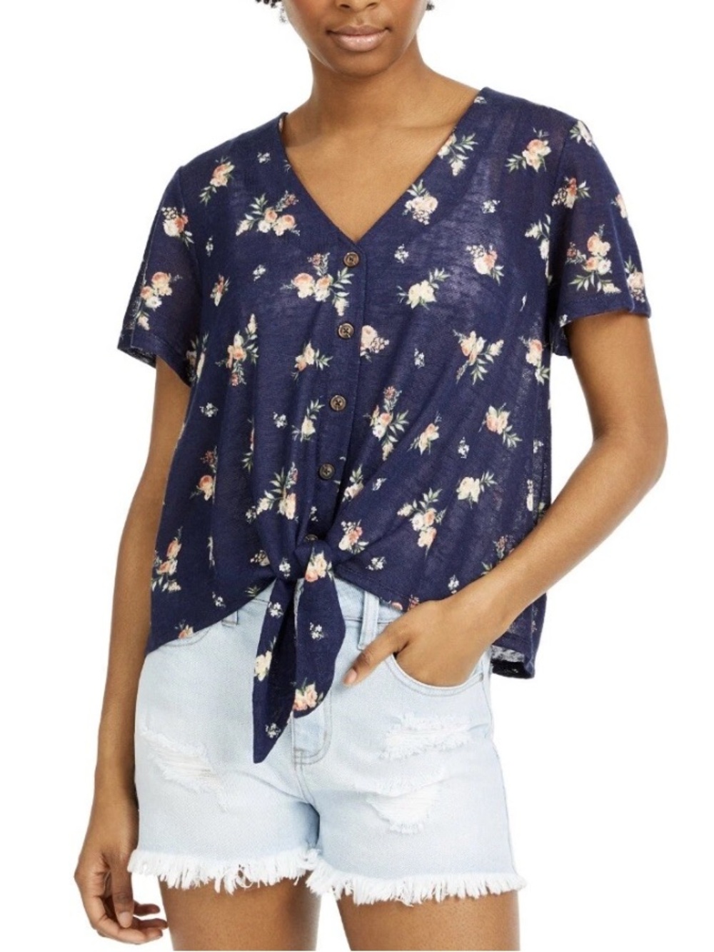 EUC Socialite Floral Short Sleeve Crop Top Blouse Boho Cottagecore Size S